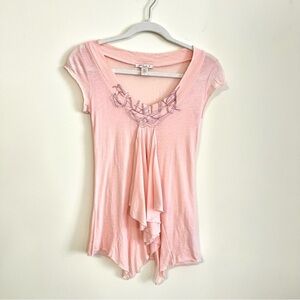 Lux Y2k Pink Split Front Ruffle Top